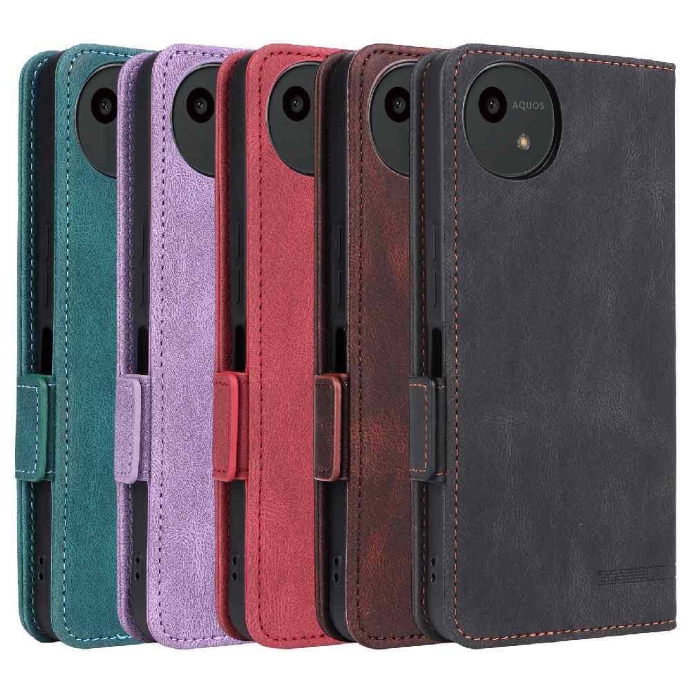 樂天商城 - AQUOS wish6 用 スマホPUレザーカバー ケース 手帳型 マグネット ベルト 定期入れ ポケット全面保護いい手触り シンプル ワイモバイル アクオス AQUOS wish6 送料無料