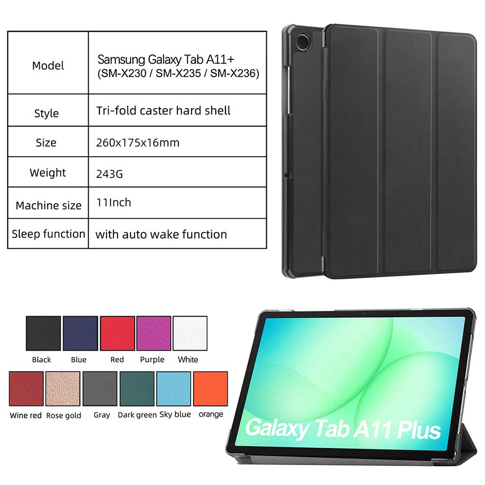 Rakuten - Galaxy Tab A11+ SM-X230NZAAXJP タブレットケース カバー スタンド機能付きケース 三つ折 カバー 薄型 軽量型 スタンド機能 高品質PUレザーケース Galaxy Tab A11+ SM-X230NZAAXJP