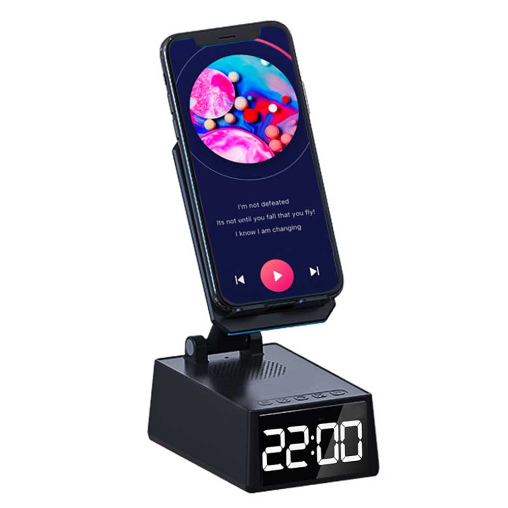 3in1 折りたたみスタンド bluetooth5.0 スピーカー 文字大きいデジタル時計付き 滑り止めパッド付き 角度調整可能 アウトドア、野外イベント iPhone iPad xperia galaxy OPPO XIAOMI そのたスマホ、タブレット対応