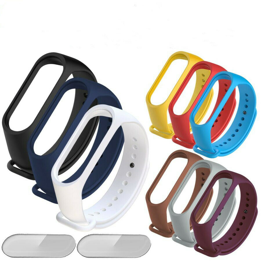 Rakuten - 送料無料 シリコン miband5 miband4 互換品 バンド シリコン シャオミ 3個セット ベルト mi band5/4/3 交換 miband5 対応 ラバー 保護フィルム