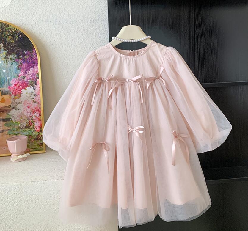 送料無料 チュールワンピース ドレス 半袖　キッズ ワンピース ベビー 女の子 子ども服 フォーマル 紗裙 結婚式 七五三 Aライン チュール袖 発表会ドレス 上品 女の子ワンピース お姫様 パーティー キッズダンス レース 子供服