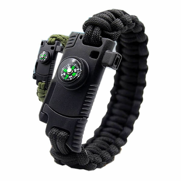 サバイバルブレスレット ナイフ 多機能 8機能 登山 野外 安全対策 コンパス ホイッスル ファイヤースターター tecc-suvbres
