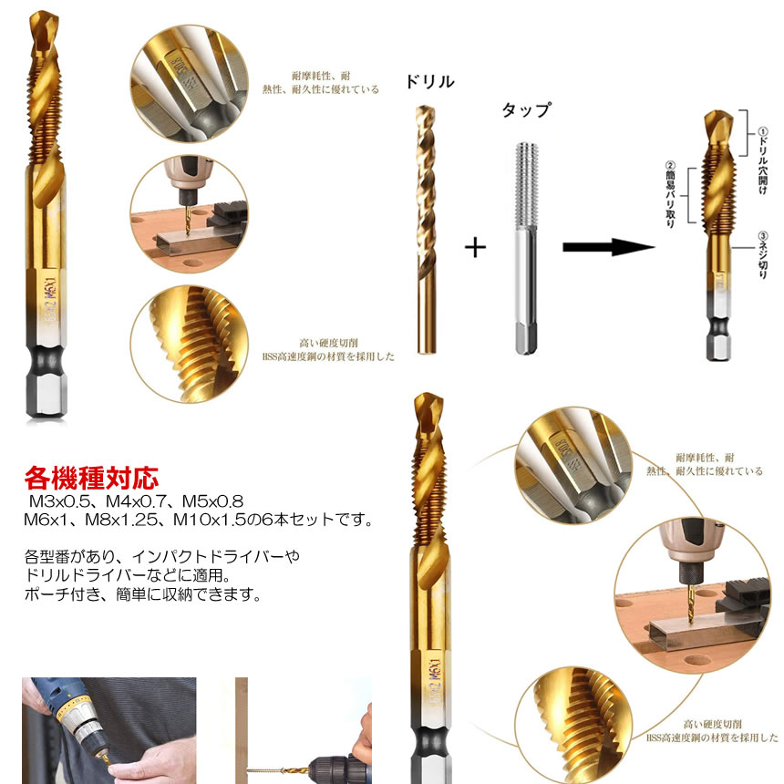 ��ư�ɥ饤�С��ɥ�륿�å� ϻ�ѥӥå� 6�ܥ��å� �ӥå� ϻ�Ѽ� �̼�꥿�å� �ͥ��� �ͤ��ڤ� ���ѥ���� DIY ���� �����å����� tecc-doritap