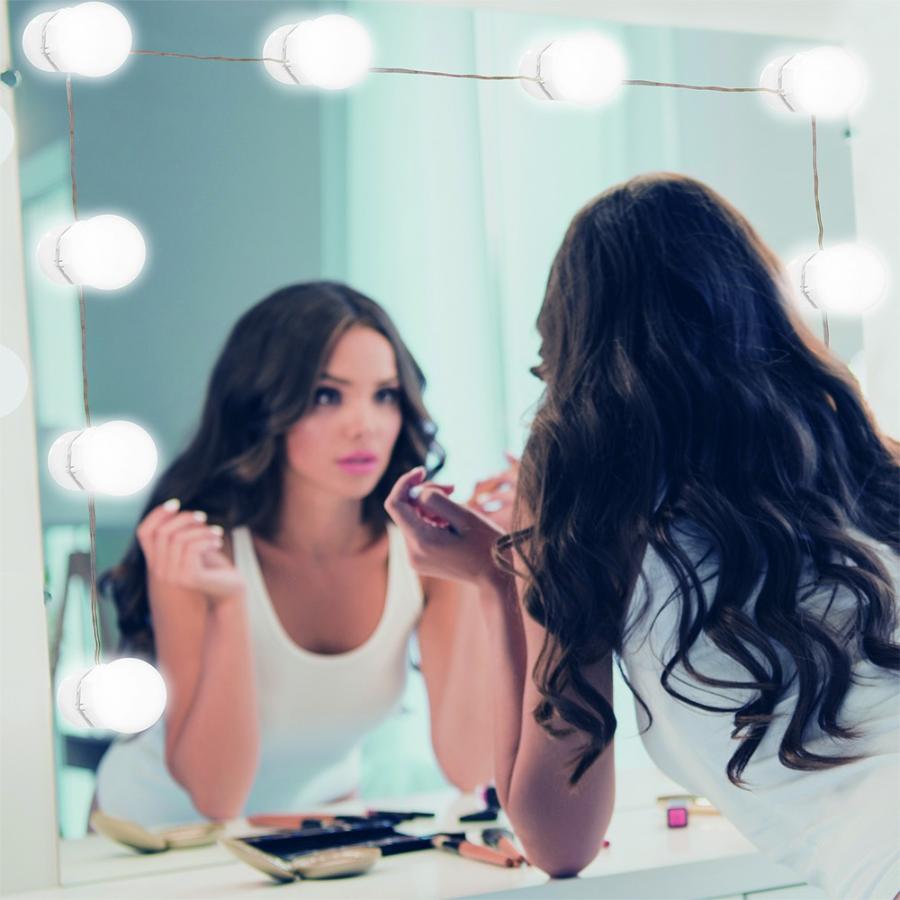 MCO 女優ライト ミラーライト 10個LED 鏡 3色調光 5段階調整 ハリウッドライト USB給電 化粧台・洗面台・美容室・浴室 装飾 化粧 撮影用 キャンプ DEC-LED01