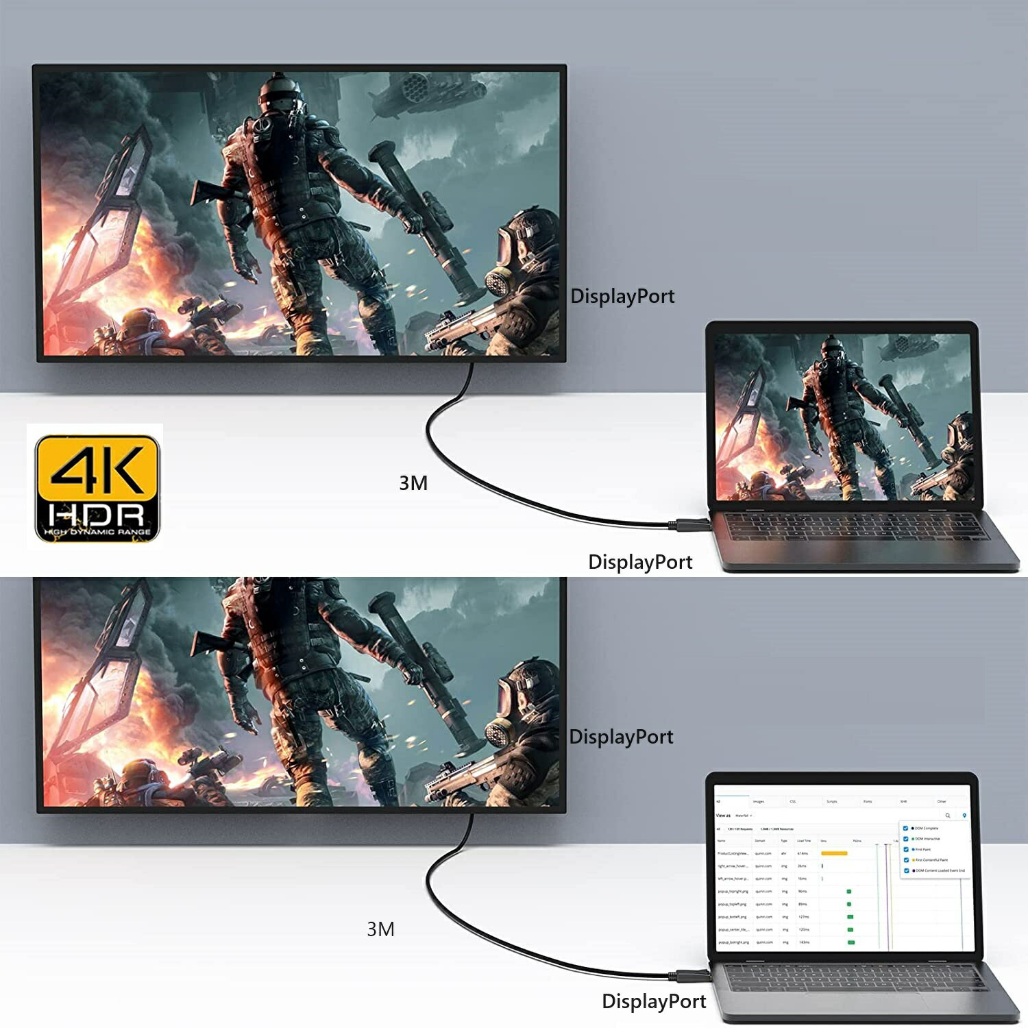 4K�б� DisplayPort to DisplayPort �����֥� 3m Display Port����-Display Port ���� ���� ��˥��� �Ѵ������֥� dar-4kdptodp3m