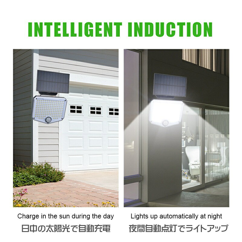 ソーラーライト 高輝度 153LED センサーライト パネル 分離型 防犯 IP54防水 壁掛け 防犯 屋外 照明 玄関 駐車場 庭 防災 dar-jh153light