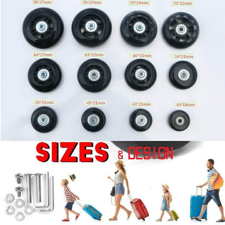 スーツケース 静音 キャスター タイヤ 2個セット 汎用 車輪交換 キット ショッピングカート キャリーバッグ タイヤ 車輪 キャスター取替え DIY 修理 交換 dar-suitcaster2s