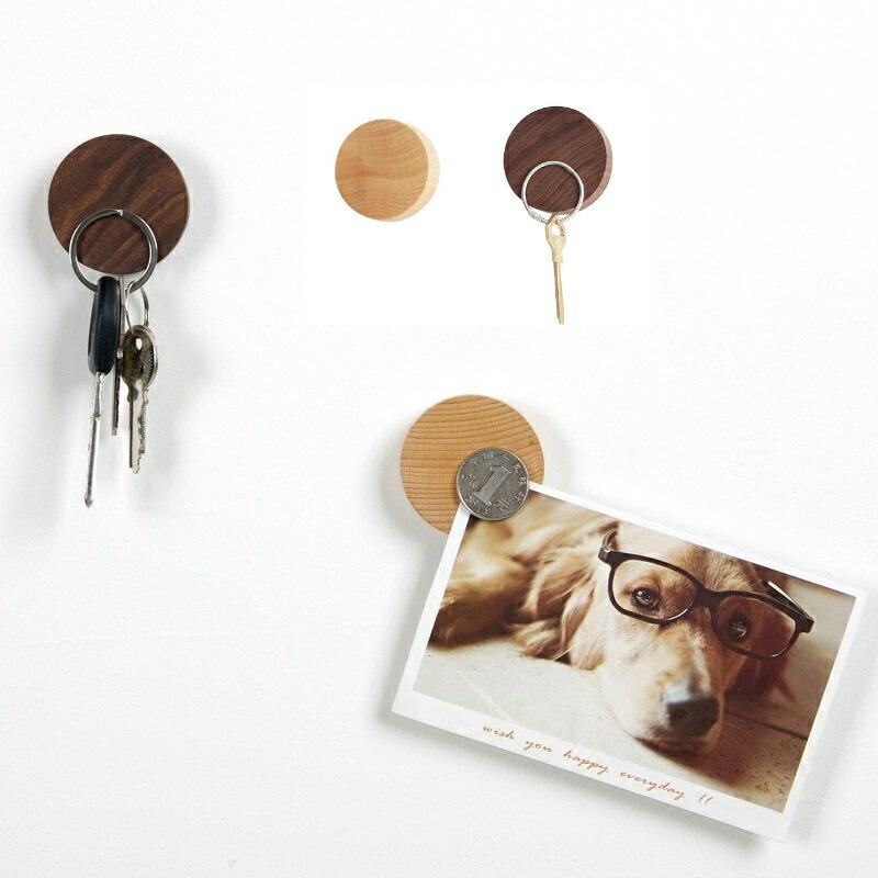 木製マグネットフック 2個セット おしゃれ 直径4cm 壁掛け マグネットフック 小物 インテリア ナチュラ..