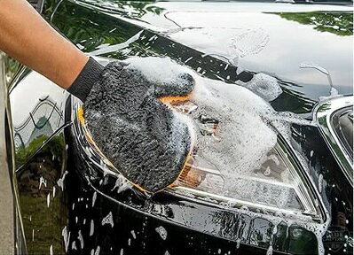泡立つ グローブ型 洗車 タオル スポンジ マイクロファイバー 傷防止 ブラシ 隙間 ボディ SUV ホイール クリーミー el-awaglo