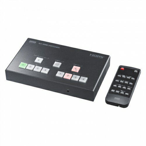 Rakuten - HDMIスイッチャー 4入力1出力 4K対応 画面分割 キャプチャ機能付き サンワサプライ SW-UHD41UVC 4台のHDMI機器を直感的に切替操作できるHDMIスイッチャー。4分割表示、2画面表示、UVCキャプチャー機能に対応