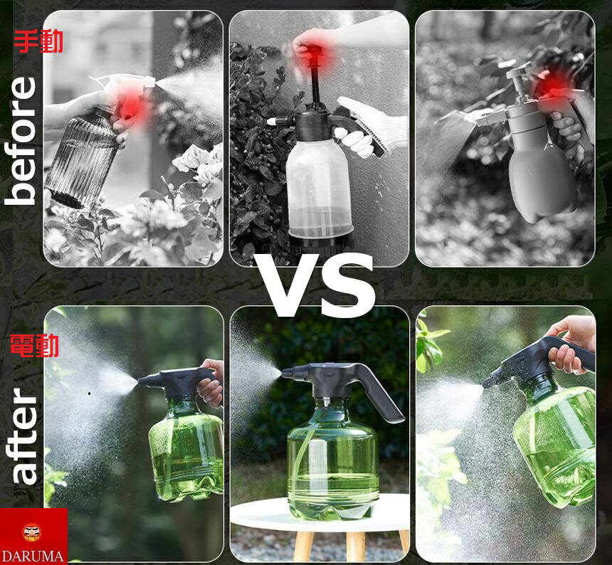ボトル 霧吹き USB充電式 自動 噴霧器 3L 観葉植物 電動 霧吹き スプレー じょうろ...