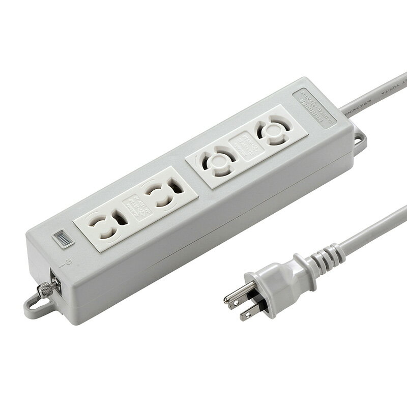 Rakuten - ニコニコタップ（3P・4個口・3m）サンワサプライ TAP-MR7748TJ3 引掛式2個口・抜け止め式2個口の組み合わせ型タップ。3P・4個口・3m。