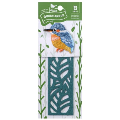 刺繍しおり BIRD BOOKMARKER リーフ柄 カワセミ HISAGO ヒサゴ UTN315