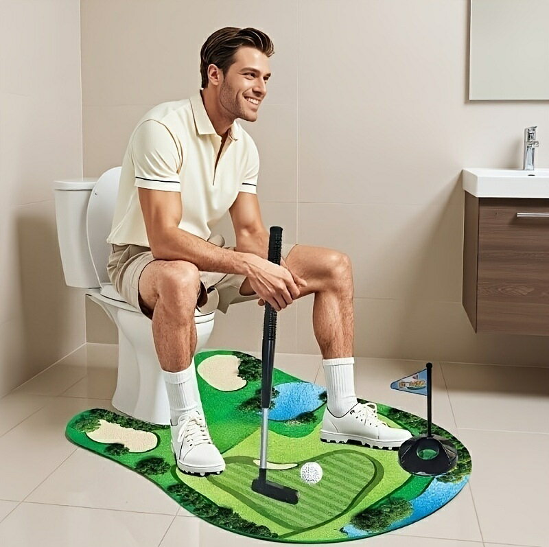 ゴルフマット パター練習用マット ゴルフ マット 練習 練習器具 室内 トイレ リビング プレゼント ●ゴルファーの七割以上の方はパターで悩んでいます。 ドライバーで始まりうまくグリーンまでは乗ったが 最後のパターが上手く決まらない。 それを解消するのがこのゴルフセットです。 家で毎日パターの練習をすることで確実に上達します。 トイレマットにしても面白い！ やはりスポーツは練習あるのみです！ ●ゴルファーの皆様のお悩みを解決します。 ●布やタオルを置いて自分だけの極秘練習 ●クラブの伸縮が可能 ●マットがリアルに再現 ●家族で楽しい時間を共有できる ●ギフトとしても喜ばれること間違いなし