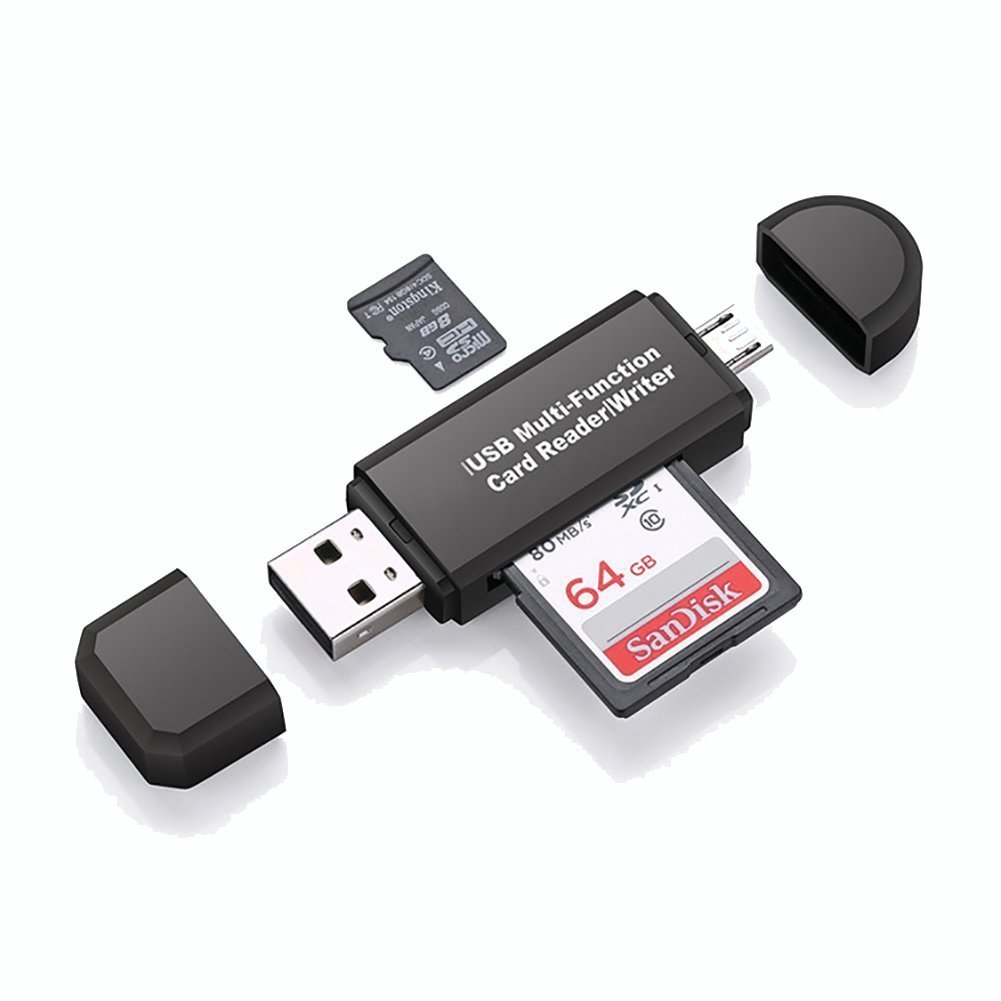 Android Mac OS X 10.x 対応 Micro USB OTG to USB 2.0 カードリーダー OTG USB 変換コネクタ SD/ Micro SD カード対応 SDのデータをスマホやタブレットで読取 TEC-ANDSDD