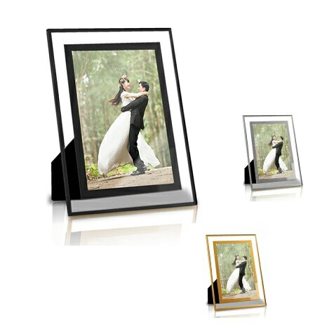 写真立て　インテリア 贈り物 プレゼント 思い出　お祝い　ガラス 額縁 フォトフレーム 透明 写真 横縦 ガラス製　2Lサイズ　tecc-gphoto-2l