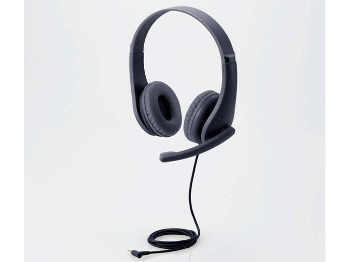 ELECOM 子ども用ヘッドセット 有線 4極ミニプラグ 両耳 マイクアーム付 HS-KD01TBK [ブラック]