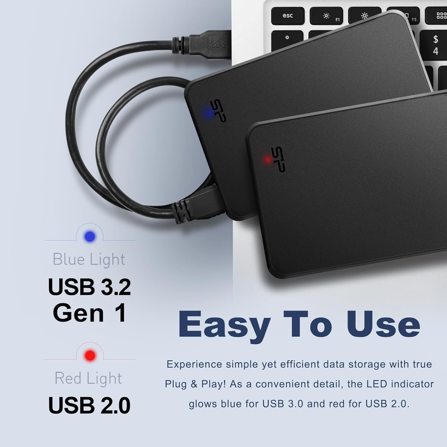 Silicon Power 外付けSSD 2TB USB 3.2 Gen 1 Type-A メーカー3年限定保証 Type-A to USB Type-C コネクター付属[SP020TBPSDS05SAKTC] - Image 3