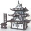 3Dパズル明石城(坤櫓):キット品(ピース平板):ウォルナットMDF 組木造形「カチッとクロス」 送料無料 9,000円