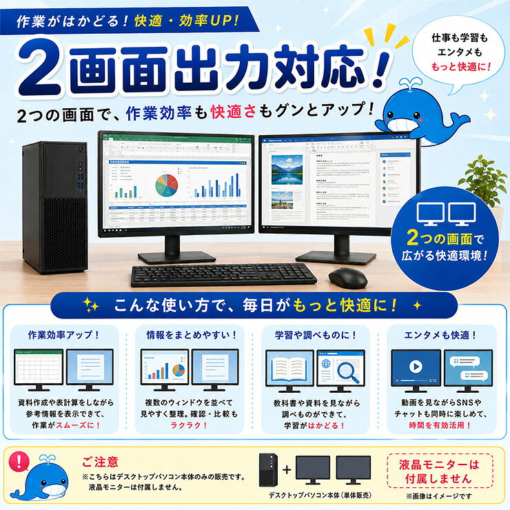 中古パソコン 中古 デスクトップパソコン Office付き 第11世代 2画面出力対応 Wi-F...
