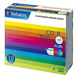 【在庫目安:あり】Verbatim SR80SP10V1 CD-R 700MB PCデータ用 48倍速対応 10枚スリムケース入り ワイド印刷可能