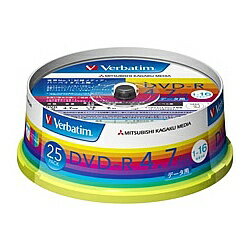 Verbatim DHR47JP25V1 DVD-R 4.7GB PCデータ用 16倍速対応 25枚スピンドルケース入り ワイド印刷可能【在庫目安:お取り寄せ】