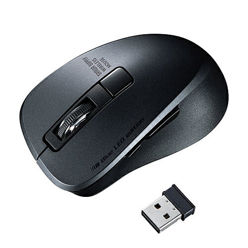 【送料無料】サンワサプライ MA-WBL153BK 静音ワイヤレスブルーLEDマウス（5ボタン・ブラック）【在庫目安:お取り寄せ】
