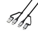 ELECOM MPA-AMBCC10BK 4in1 USBケーブル/ USB-A+USB-C/ Micro-B+USB-C/ USB Power Deliver...