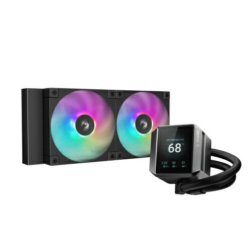 【送料無料】Deepcool R-LX550-BKADSNC-G-1 MYSTIQUE 240 ARGB/ 240mm水冷CPUクーラー/ ブラック/ 2.8インチTFTディスプレイ搭載/ 「FD12 ARGB」ファン/ Intel LGA1851/ 1700/ 1200/ 1151/ 1150/ 1155/ AMD AM5/ AM4対応