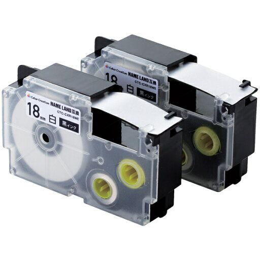 ELECOM CTC-CXR18WE-2P ネームランド用互換テープ/ 白/ 黒文字/ 8m/ 18mm幅/ 2個パック【在庫目安:お取り寄せ】| テープ ラベル ラベルライター 交換テープ カートリッジ テープライター