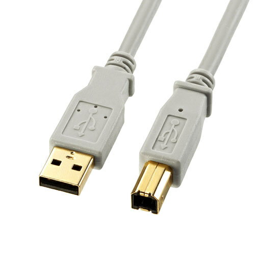 サンワサプライ KU20-4HK2 USB2.0ケーブル（ライトグレー・4m）【在庫目安:お取り寄せ】| パソコン周辺機器 USB ケーブル プリンタ TypeA TypeB