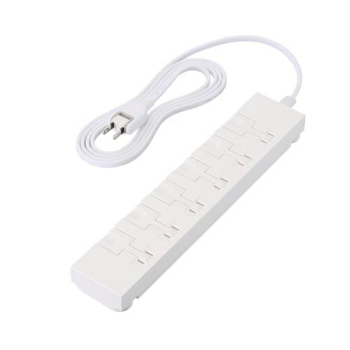【送料無料】ELECOM T-KF07-2620WH イージーリリースタップ/ 雷サージ付/ ホコリシャッター付/ 6個口/ スイングプラグ/ 2.0m/ ホワイト【在庫目安:お取り寄せ】| 電源タップ