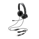 【送料無料】ELECOM HS-HP10SCBK モバイルヘッドセット/ 両耳オーバーヘッド/ 単一指向性マイク/ 約1.2m/ 40mmドライバー/ Type-C端子/ USB-A変換アダプター付き/ ブラック【在庫目安:お取り寄せ】| パソコン周辺機器