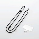 ELECOM P-STHNECCR 外付けストラップホール/ 挟み込みシート/ スマホ用/ ネックストラップ付き/ クリア【在庫目安:お取り寄せ】| アクセサリ ストラップ 携帯ストラップ スマホ 携帯電話 落下防止 落下 防止