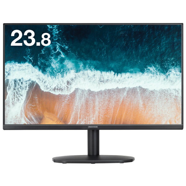 【送料無料】GREEN HOUSE GH-LCW24S-BK 23.8型ワイド液晶ディスプレイ/ 1920×1080/ HDMI、アナログRGB/ ブラック/ スピーカー/ 5年保証/ VAパネル採用【在庫目安:お取り寄せ】| 家電 ディスプレイ