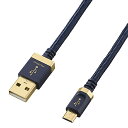 USBオーディオケーブル/音楽伝送/A-microB/USB2.0/ネイビー/1.2m ■USB Standard Aコネクタ搭載のパソコンとUSB micro B音声入力に対応した音響機器を接続し、高音質デジタル伝送できるUSB AUDIOケーブルです。 ■USB micro Bコネクタ搭載のスマートフォンとUSB Standard A音声入力に対応した音声機器を接続することも可能です。 ■デジタル伝送によって信号劣化が無く、高音質かつクリアな音声を伝送できます。 ■ハイレゾ音声の伝送にも対応しています。 ■サビに強く経年劣化・信号劣化を防ぐ金メッキコネクタを採用しています。 ■高純度OFC99.95%(無酸素銅)コードを使用し、信号の歪みや伝送ロスを抑えます。 ■ケーブル内部にある編組線のカバー率を100%にすることによって、外から入るノイズを防ぎ、シールド効果を高めています。 ■コネクタ形状:USB(A)オス-USB(Micro-B)オス ■対応機種:USB(A)オス側:USB(Aタイプ)端子を持つパソコン及びコンポ及び充電機、USB(Micro-B)オス側:USB(Micro-B)端子を持つポータブルアンプスマートフォンなど ■ケーブル長:1.2m ■対応転送速度:480Mbps ■プラグメッキ仕様:金メッキピンコネクタ ■カラー:ネイビー 詳細スペック 長さ1.2m 色ネイビー 端子USB(A)オス-USB(Micro-B)オス 備考金メッキピン