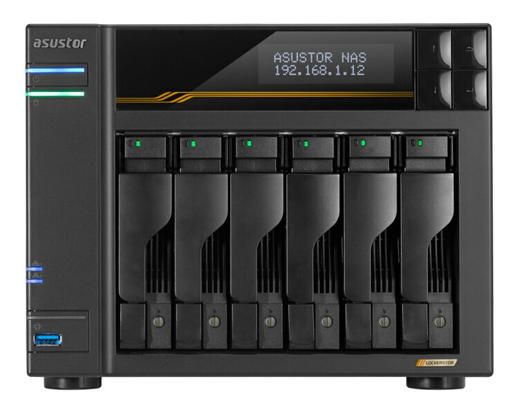 【送料無料】ASUSTOR AS6806T LOCKERSTOR 6 Gen3 6ベイ AMD Ryzen V3C14 クアッドコア搭載NAS【在庫目安:お取り寄せ】| NAS RAID レイド