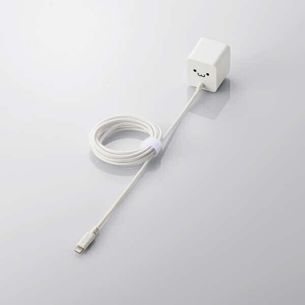 【送料無料】ELECOM MPA-ACL07WF Lightning-AC充電器/ 2.4A出力/ ケーブル一体/ 1.5m/ 高耐久ケーブル/ ホワイトフェイス【在庫目安:お取り寄せ】