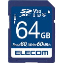    ELECOM MF-FS064GU13V3R SDXCJ[h  f[^T[rXt  rfIXs[hNXΉ  UHS-I U3 80MB  s 64GB ݌ɖڈ: 