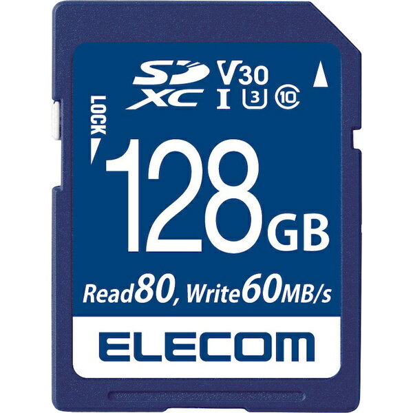 【送料無料】ELECOM MF-FS128GU13V3R SDXCカード/ データ復旧サービス付/ ビデオスピードクラス対応/ UHS-I U3 80MB/ s 128GB【在庫目安:お取り寄せ】 1