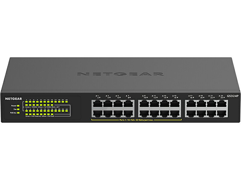 【送料無料】NETGEAR GS324P-100AJS PoE+対応(190W) ギガビット24ポート アンマネージスイッチ GS324P【在庫目安:僅…