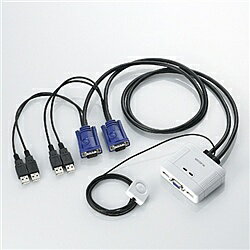 【在庫目安:あり】【送料無料】ELECOM KVM-KUSN USB対応ケーブル一体型切替器 D-sub対応/ 2台切替/ 手..