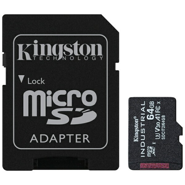 64GB microSDXC UHS-I Class 10 産業グレード温度対応カード + SDアダプタ付属 Kingston の「産業用動作温度対応 microSD UHS-I」は、-40℃85℃の広範囲温度で動作が可能で、砂漠地帯の高温...