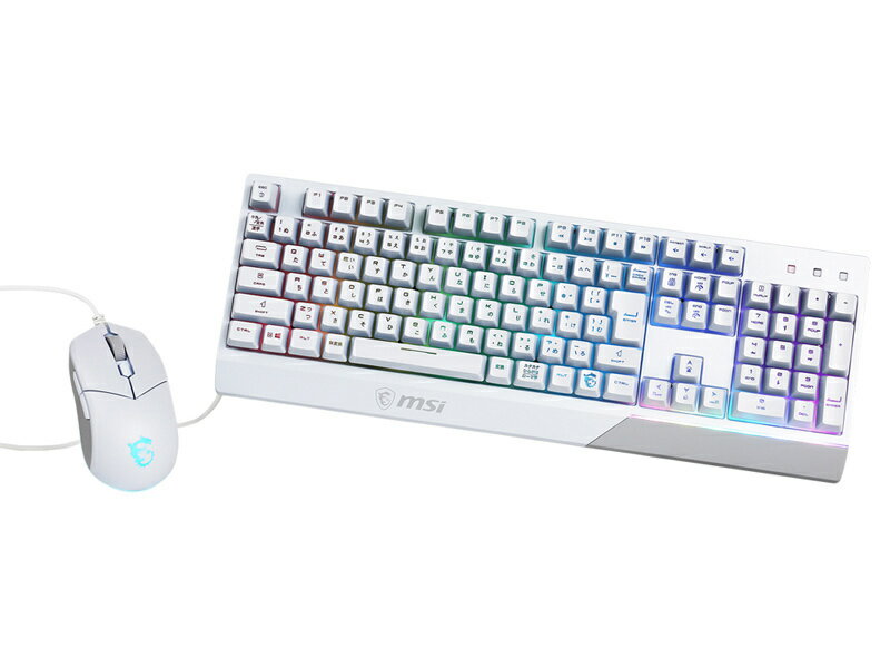 【送料無料】MSI(パーツ) VIGOR GK30 COMBO WHITE JP USB接続ゲーミングキーボードとマウスのコンボ/ フルサイズキーボードとDPI切り替え機能搭載マウス/ RGB LEDライティング搭載のホワイトモデル【在庫目安:お取り寄せ】