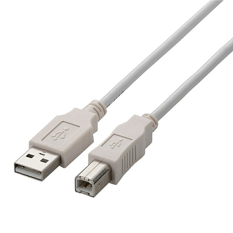 ELECOM U2C-BN15WH USB2.0ケーブル/ A-Bタイプ/ ノーマル/ 1.5m/ ホワイト【在庫目安:僅少】| パソコン周辺機器 USB ケーブル プリンタ TypeA TypeB