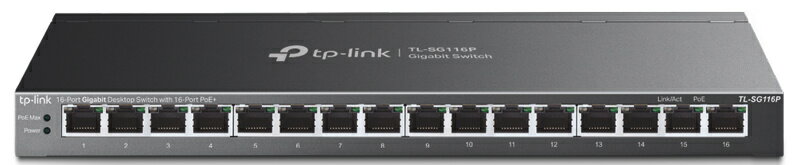 【送料無料】TP-LINK TL-SG116P(UN) 16ポート ギガビット デスクトップ スイッチングハブ(16PoE+ポート搭載)【在庫目安:お取り寄せ】