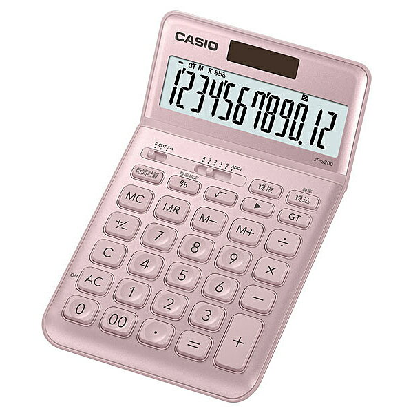 【送料無料】CASIO JF-S200-PK-N スタイリッシュ電卓 ジャストタイプ ライトピンク【在庫目安:お取り寄せ】| 事務機 電卓 計算機 電子卓上計算機 小型 演算 計算 税計算 消費税 税