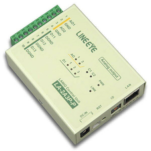【送料無料】ラインアイ LA-2A3P-P LAN接続型IOユニット アナログ出力2点/ ドライ接点入力3点【在庫目安:お取り寄せ】
