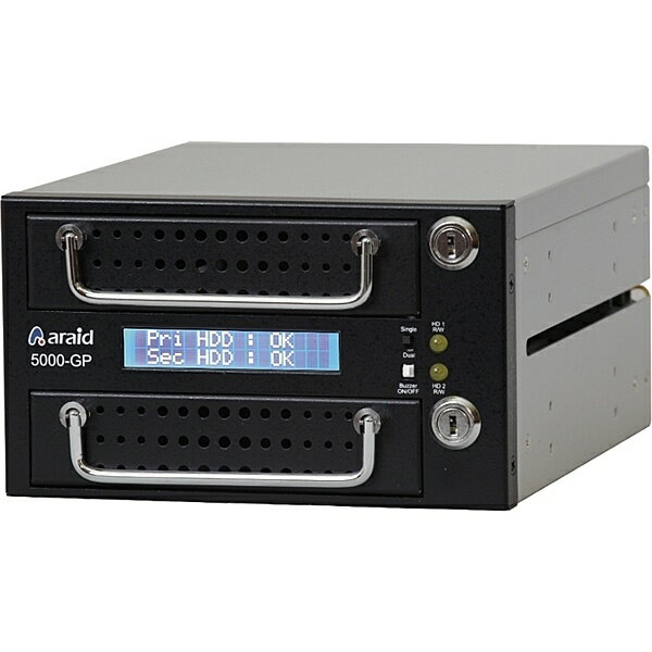 楽天デジタル百貨店PodPark楽天市場店【送料無料】ACCORDANCEシステムズ ARAID5000GP-A/M-B 2bays SATA/ SATA LCD付内蔵型ミラーRAIDユニット RoHS対応品 黒【在庫目安:お取り寄せ】