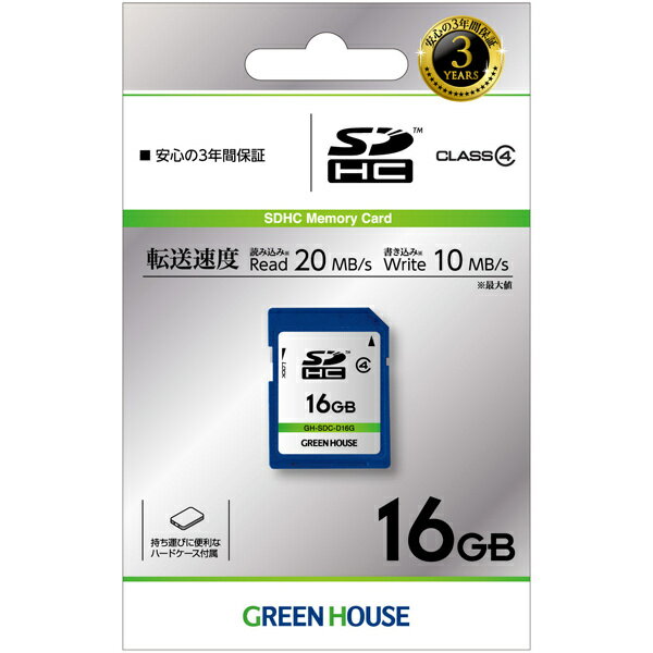 GREEN HOUSE GH-SDC-D16G SDHCカード クラス4 16GB【在庫目安:お取り寄せ】